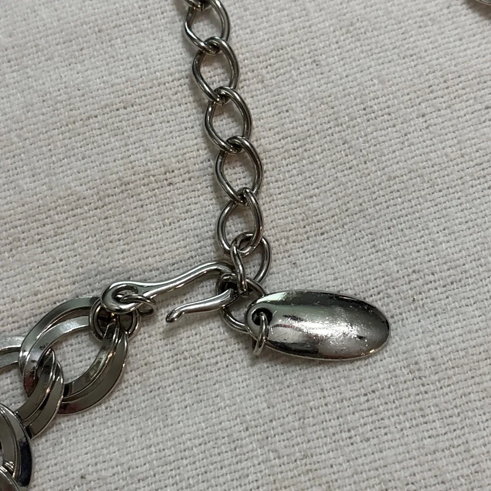 VTG 90's Women's Belt Silver Tone Double Link Chain Adjustable Size S  30